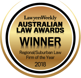 WINNER - Regional/Suburban Law Firm of the Year - Lawyers Weekly Australian Law Awards 2018